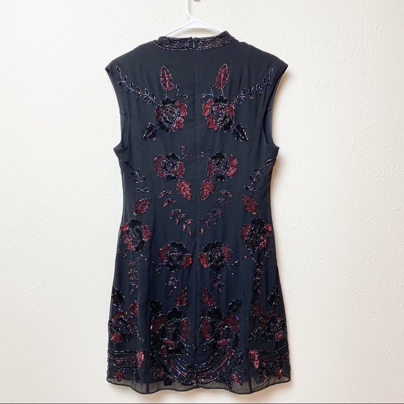 Needle & Thread Black Rose Etch Beaded Dress 8 - Picture 5 of 5